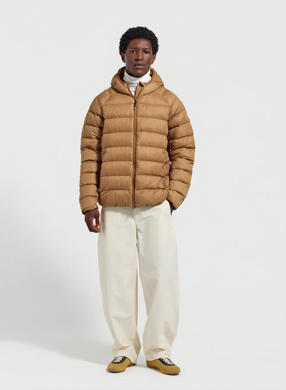 Men's hooded down jacket Pyrenex Arial light brown