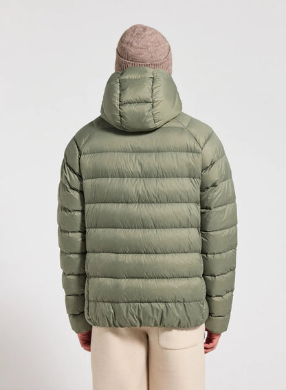 Hooded men's down jacket Pyrenex Arial light khaki