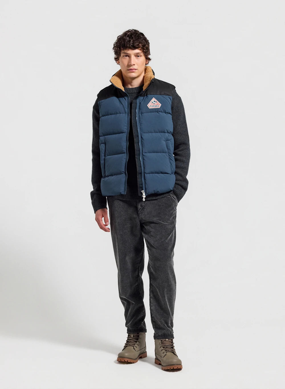 Pyrenex Retro John petrol blue sleeveless down jacket