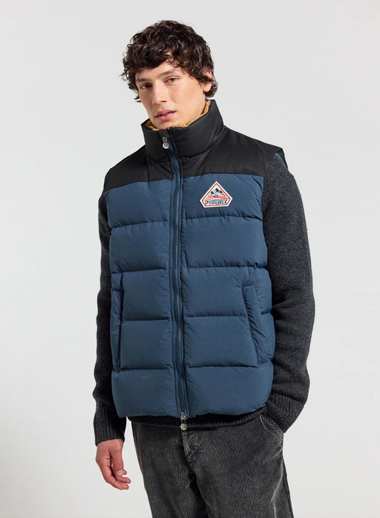 Pyrenex Retro John petrol blue sleeveless down jacket