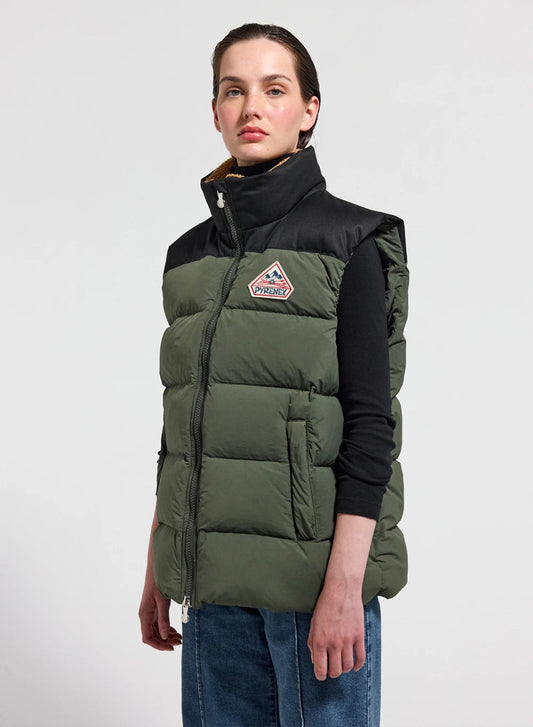 Pyrenex Retro John sleeveless down jacket dark khaki