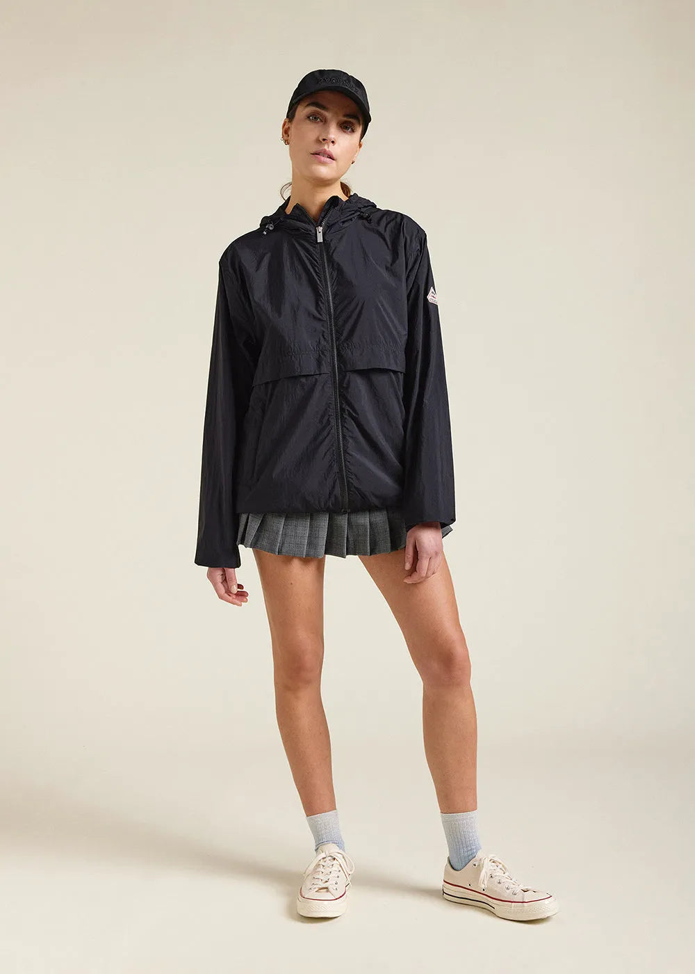 Ridge Black unisex hooded windbreaker