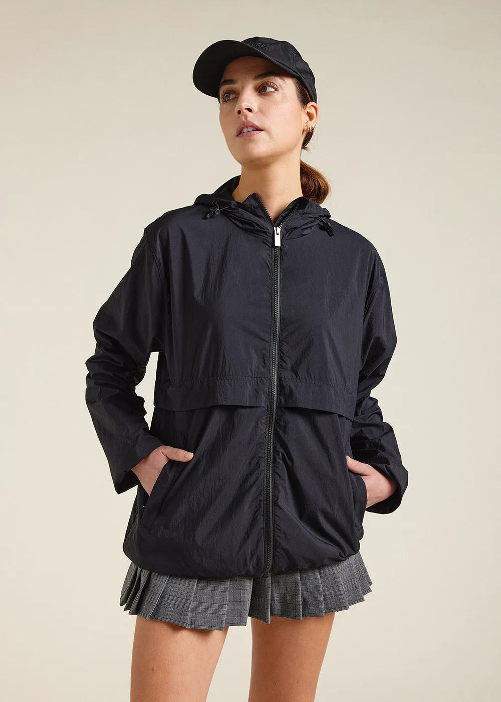 Ridge Black unisex hooded windbreaker