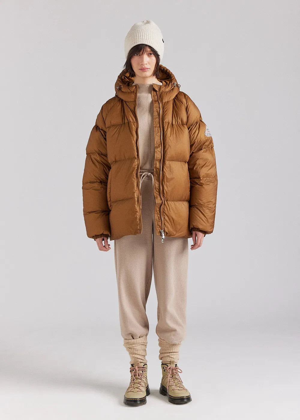 Unisex pyrenex Sten ripstop bronze brown down jacket