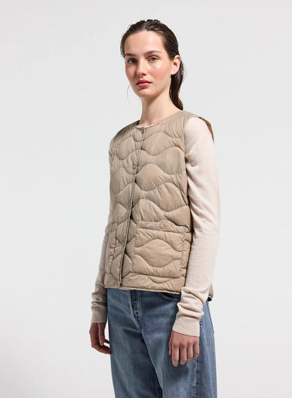 Ultra-lightweight sleeveless women's down jacket Pyrenex Orite Vest beige