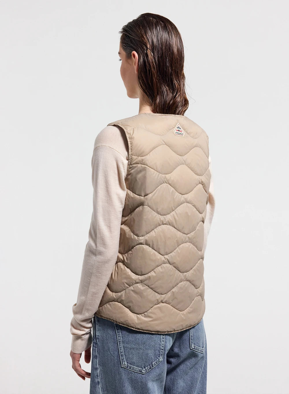 Ultra-lightweight sleeveless women's down jacket Pyrenex Orite Vest beige