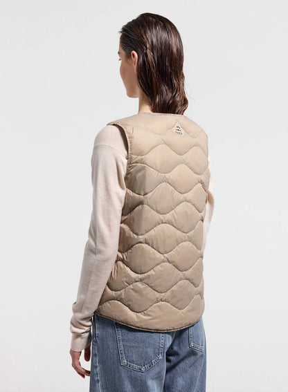 Ultra-lightweight sleeveless women's down jacket Pyrenex Orite Vest beige