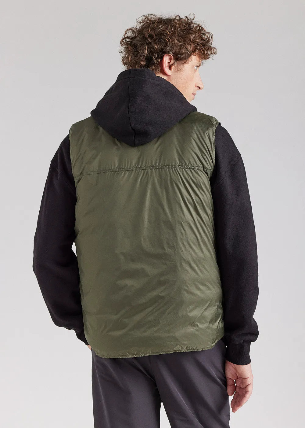 Reversible sleeveless gilet for men Pyrenex Ando deep khaki