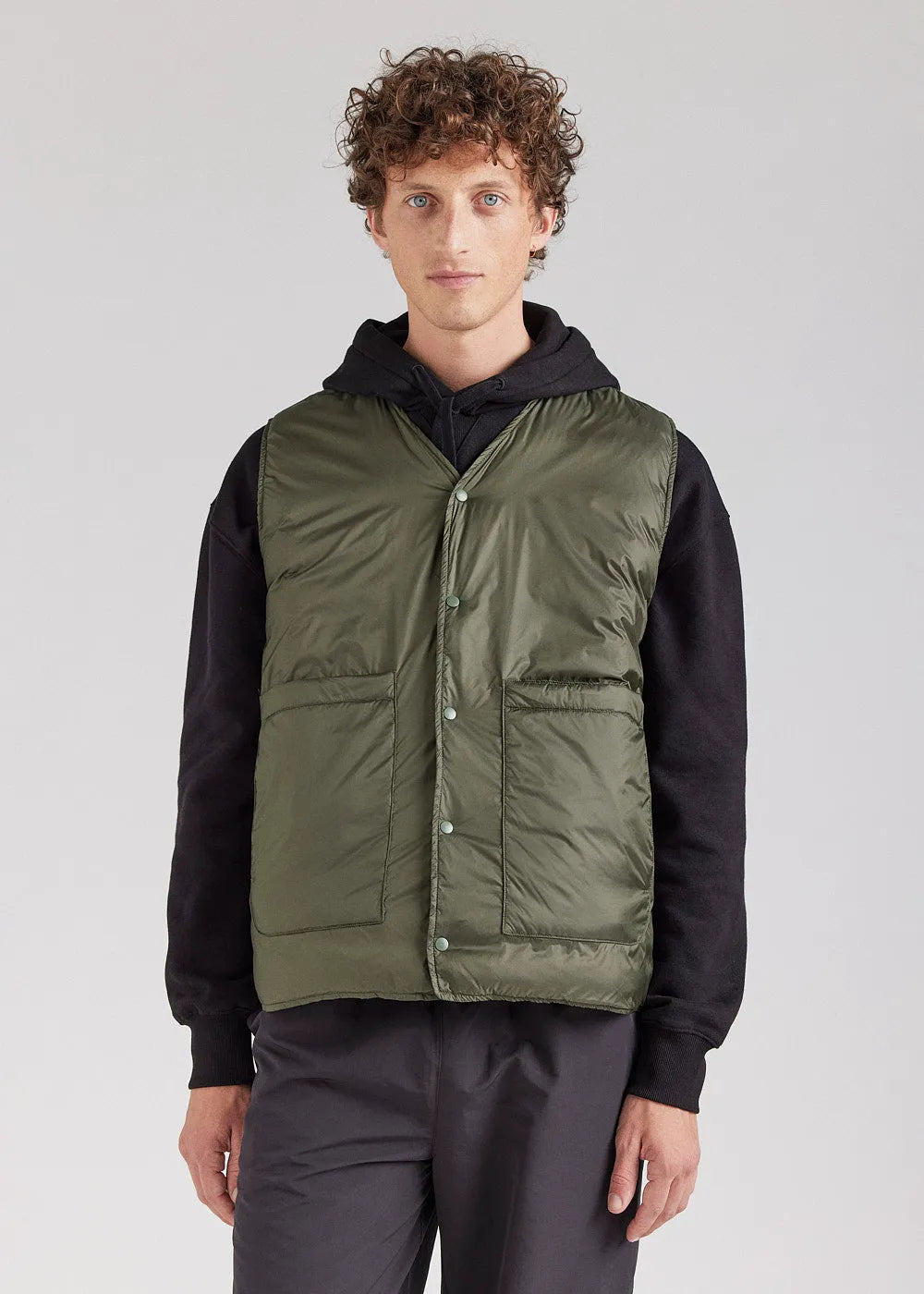 Reversible sleeveless gilet for men Pyrenex Ando deep khaki