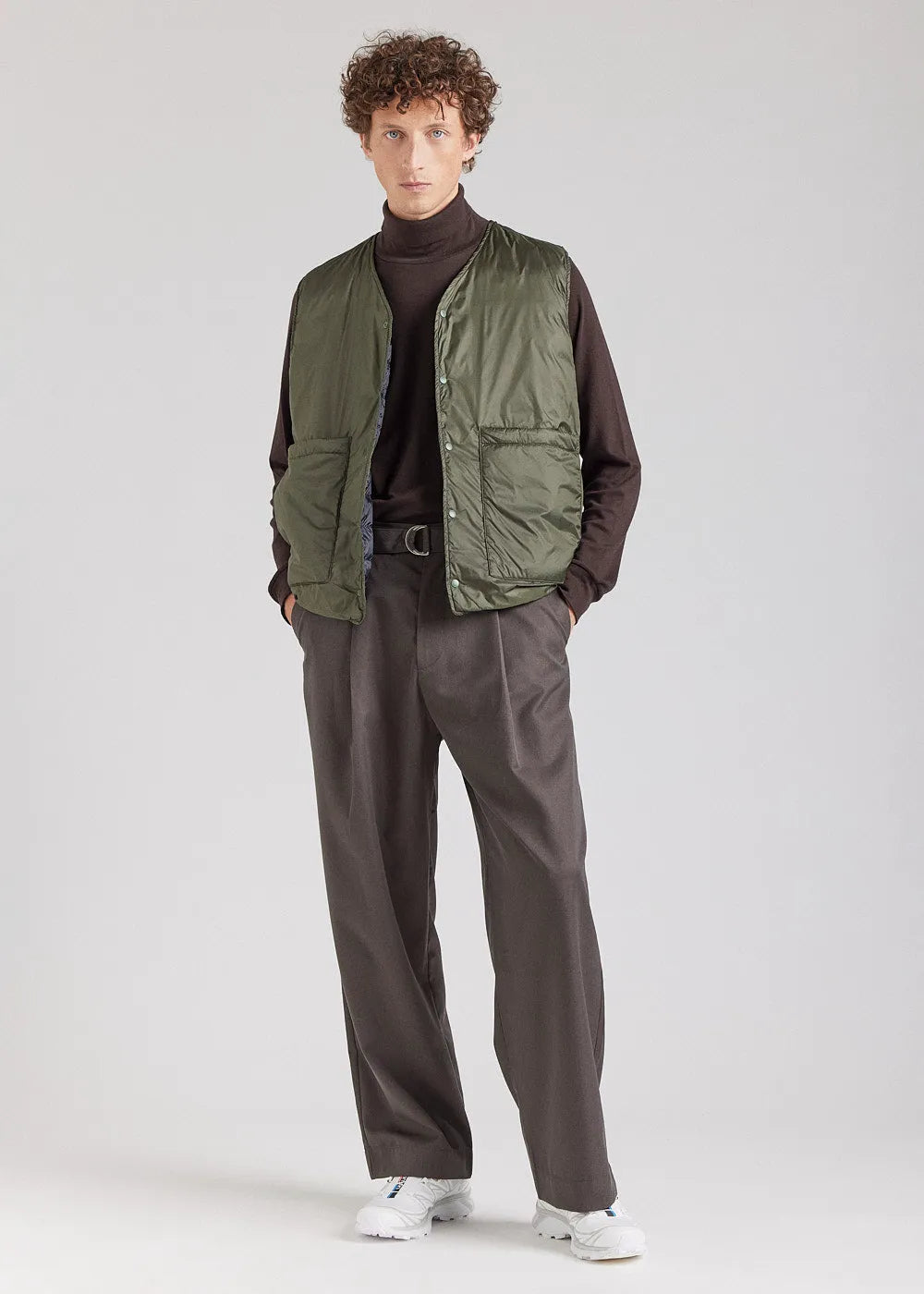 Reversible sleeveless gilet for men Pyrenex Ando deep khaki