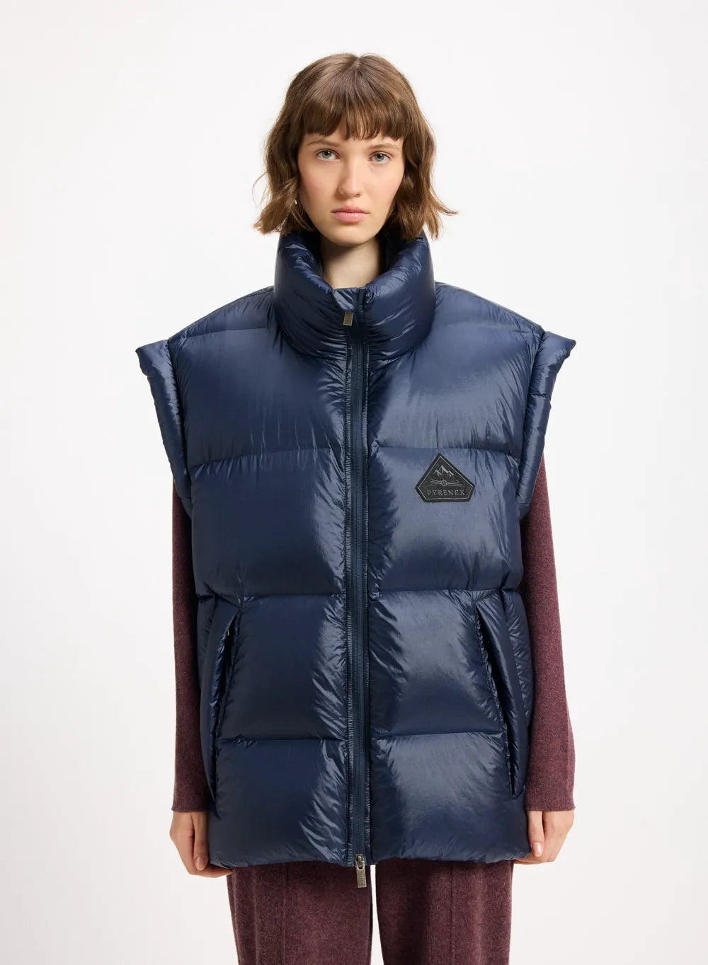 Pyrenex Arbatan navy blue sleeveless down jacket made in Saint-Sever