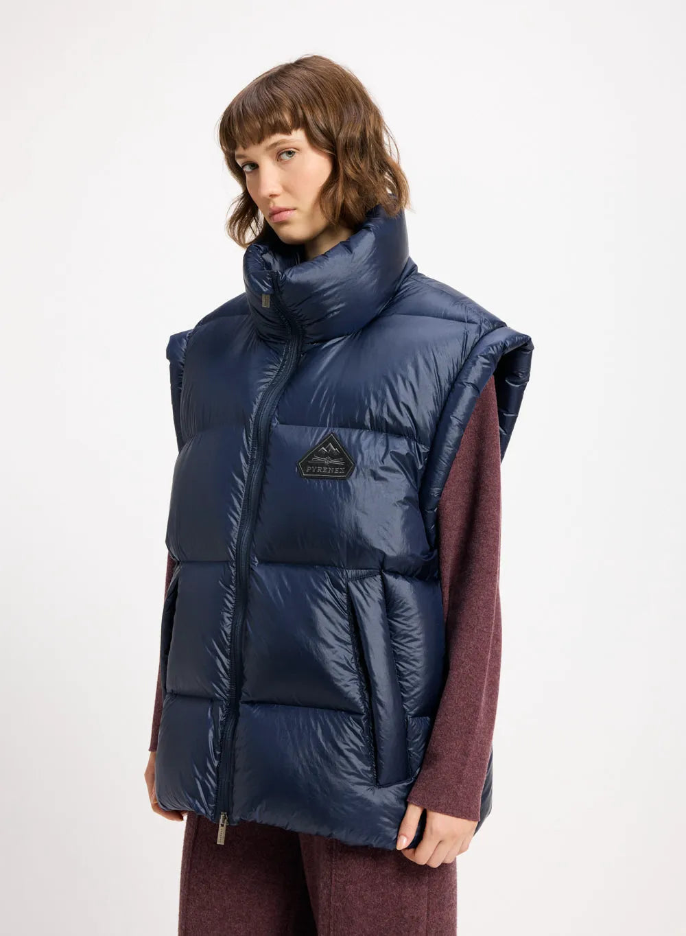 Pyrenex Arbatan navy blue sleeveless down jacket made in Saint-Sever