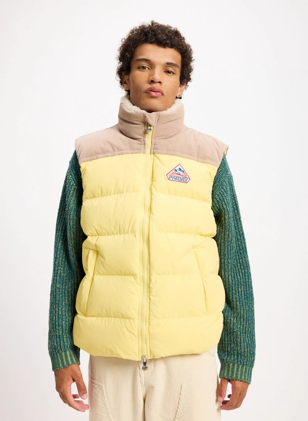Pyrenex Retro John sleeveless down jacket in pastel yellow