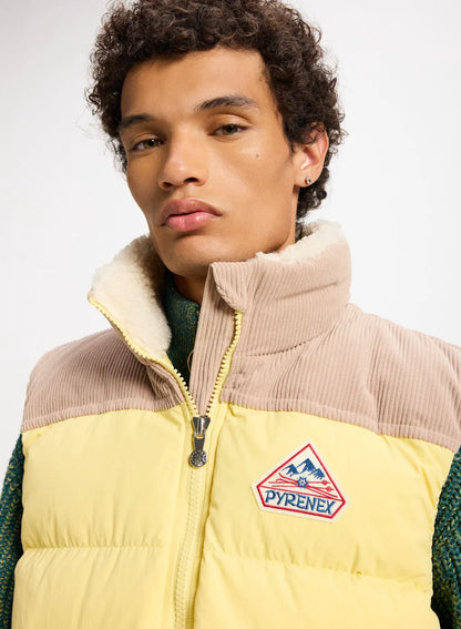 Pyrenex Retro John sleeveless down jacket in pastel yellow