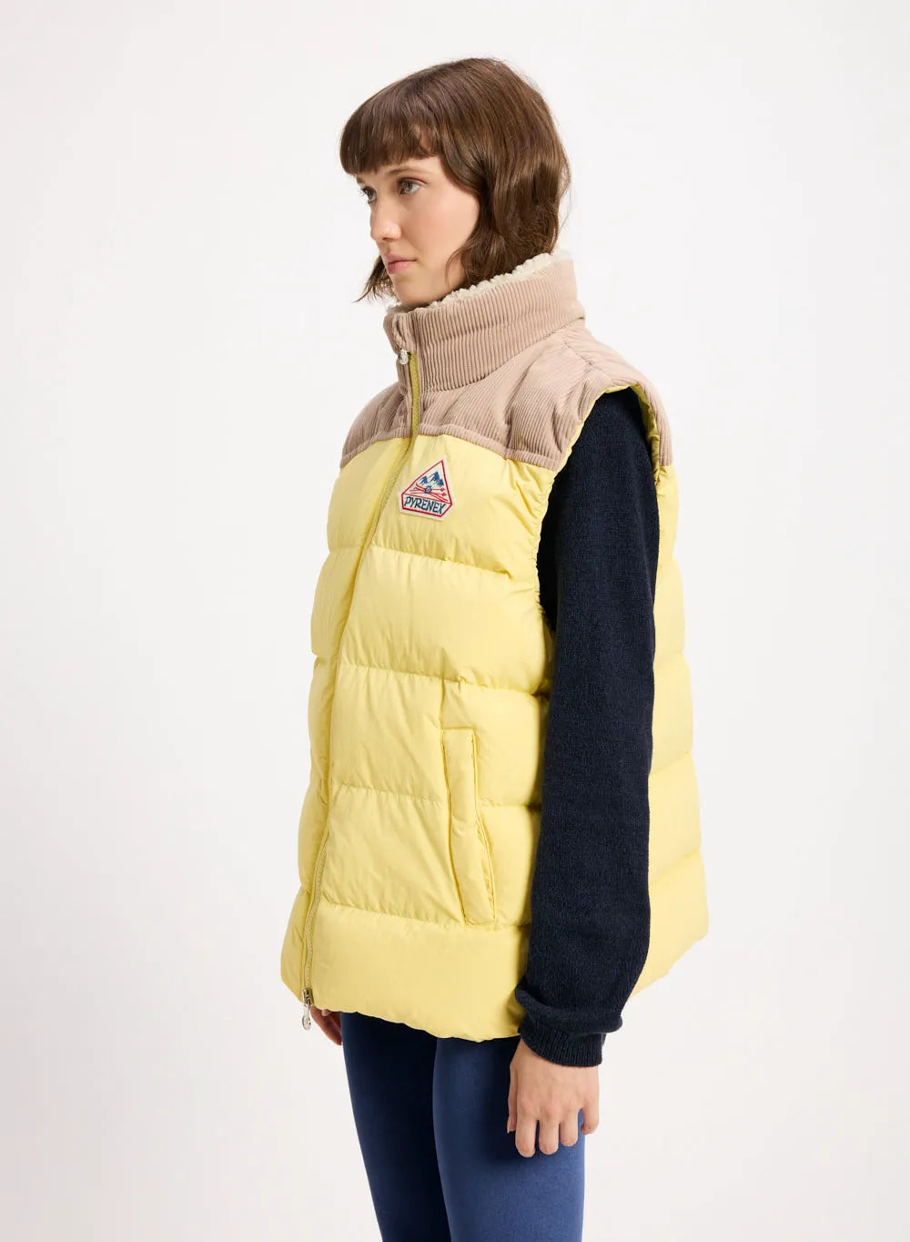 Pyrenex Retro John sleeveless down jacket in pastel yellow