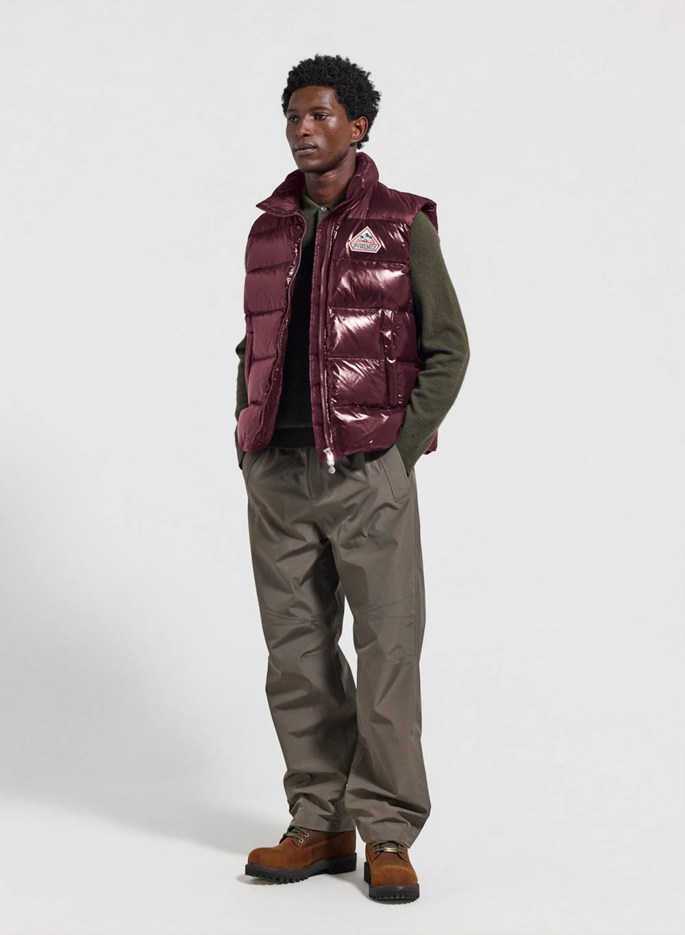 Unisex sleeveless down jacket Pyrenex John burgundy
