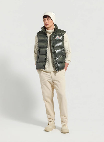 Pyrenex John unisex sleeveless down gilet dark khaki