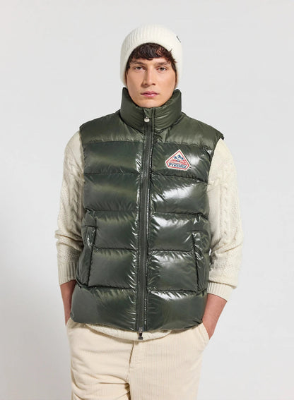 Pyrenex John unisex sleeveless down gilet dark khaki