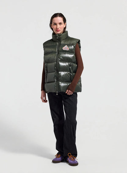 Pyrenex John unisex sleeveless down gilet dark khaki