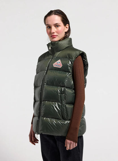 Pyrenex John unisex sleeveless down gilet dark khaki