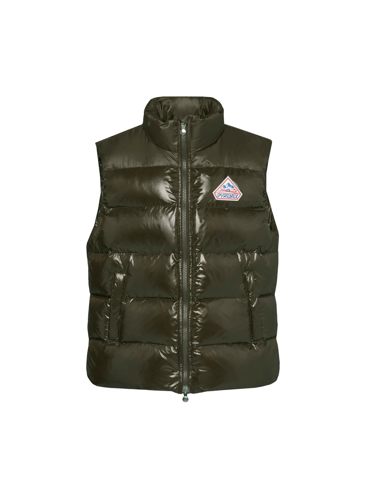 Pyrenex John unisex sleeveless down gilet dark khaki