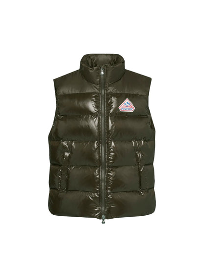 Pyrenex John unisex sleeveless down gilet dark khaki