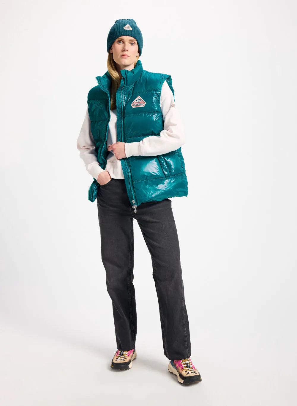 Pyrenex John unisex sleeveless down jacket turquoise blue