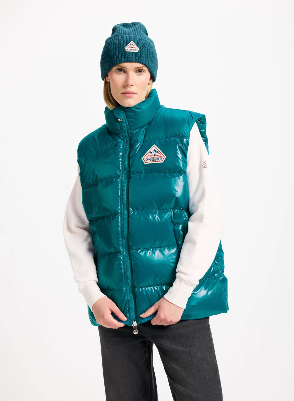 Pyrenex John unisex sleeveless down jacket turquoise blue