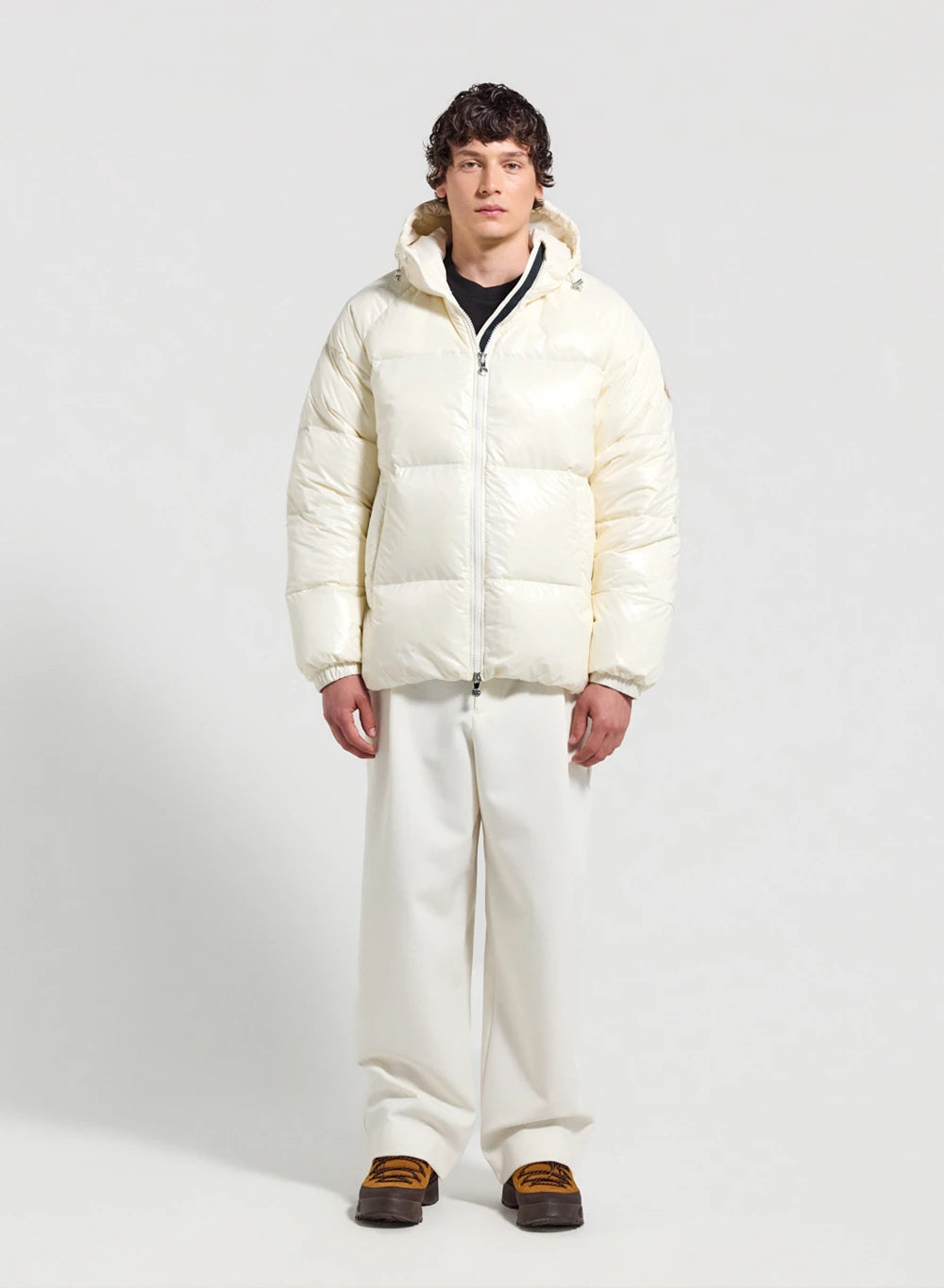 Unisex hooded down jacket Pyrenex Sten white