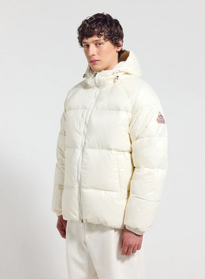 Unisex hooded down jacket Pyrenex Sten white
