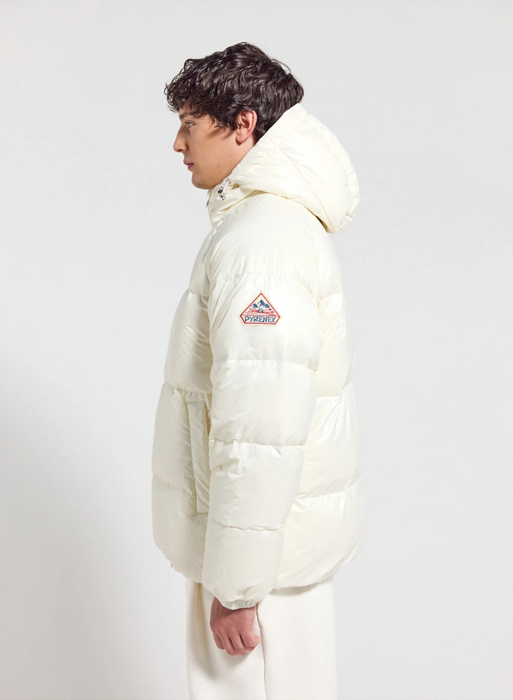 Unisex hooded down jacket Pyrenex Sten white