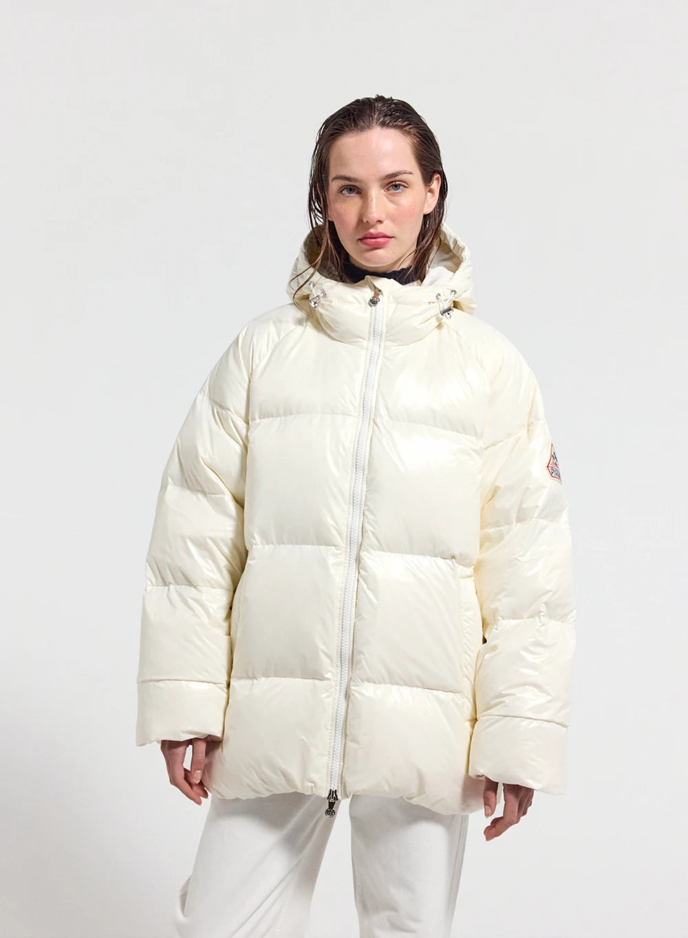 Unisex hooded down jacket Pyrenex Sten white