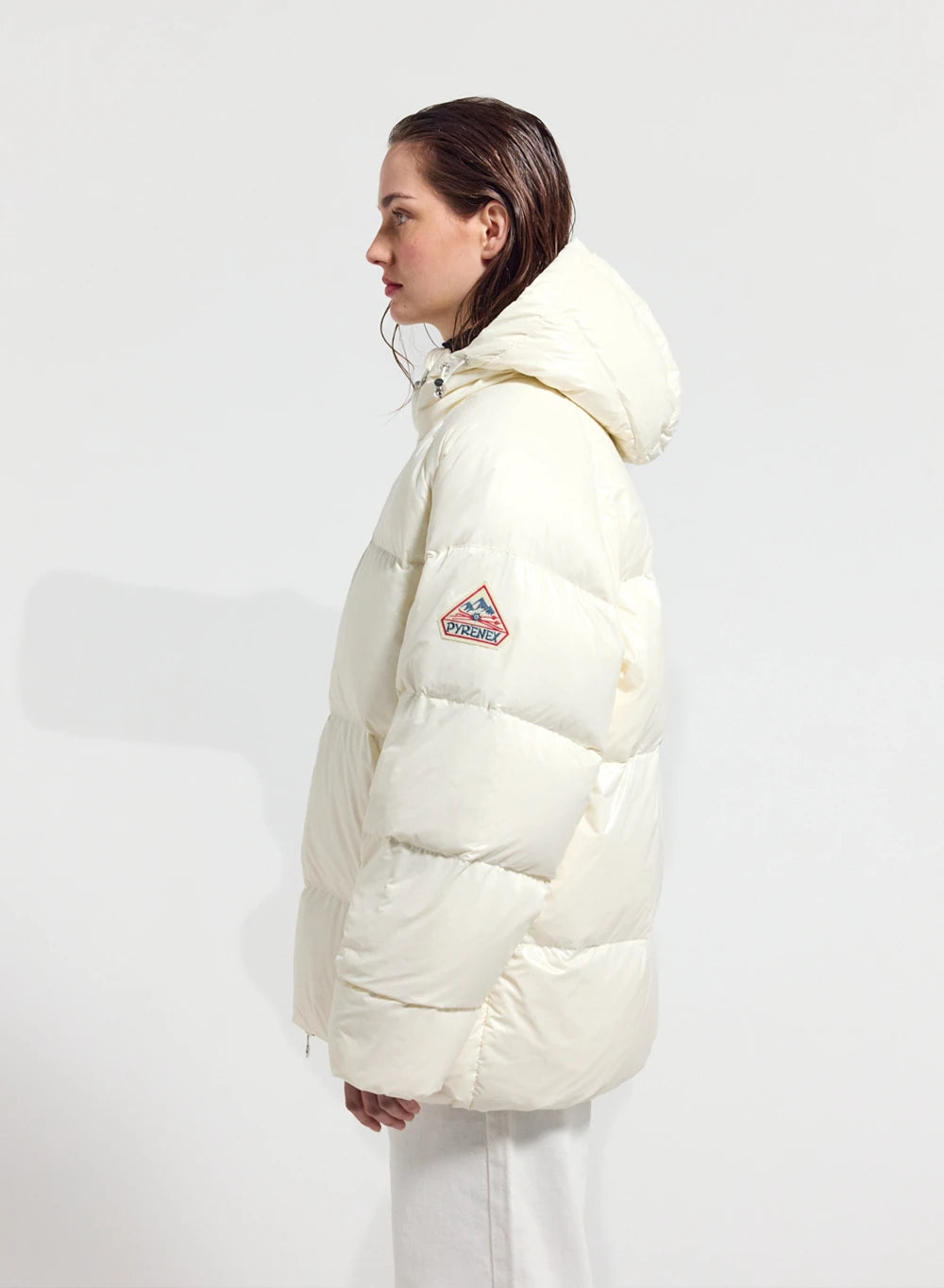 Unisex hooded down jacket Pyrenex Sten white