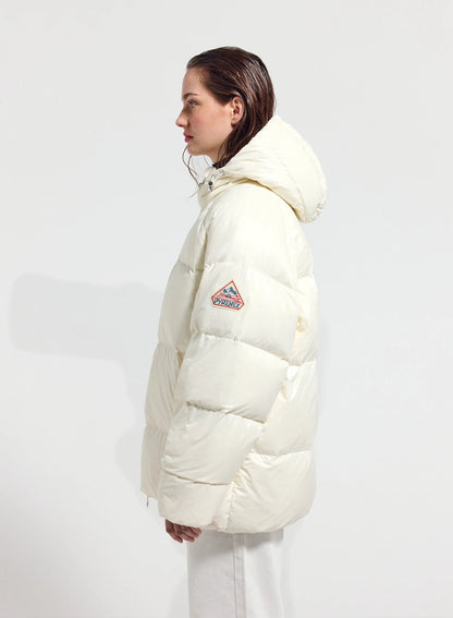 Unisex hooded down jacket Pyrenex Sten white