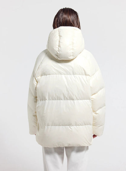Unisex hooded down jacket Pyrenex Sten white