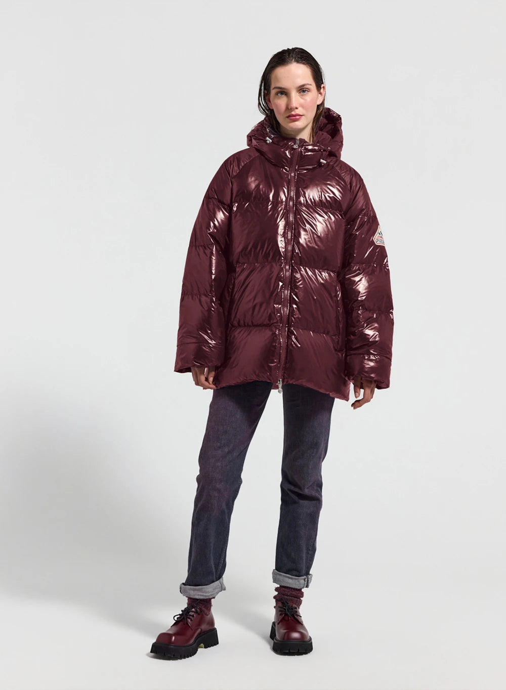 Pyrenex Sten bordeaux unisex hooded down jacket