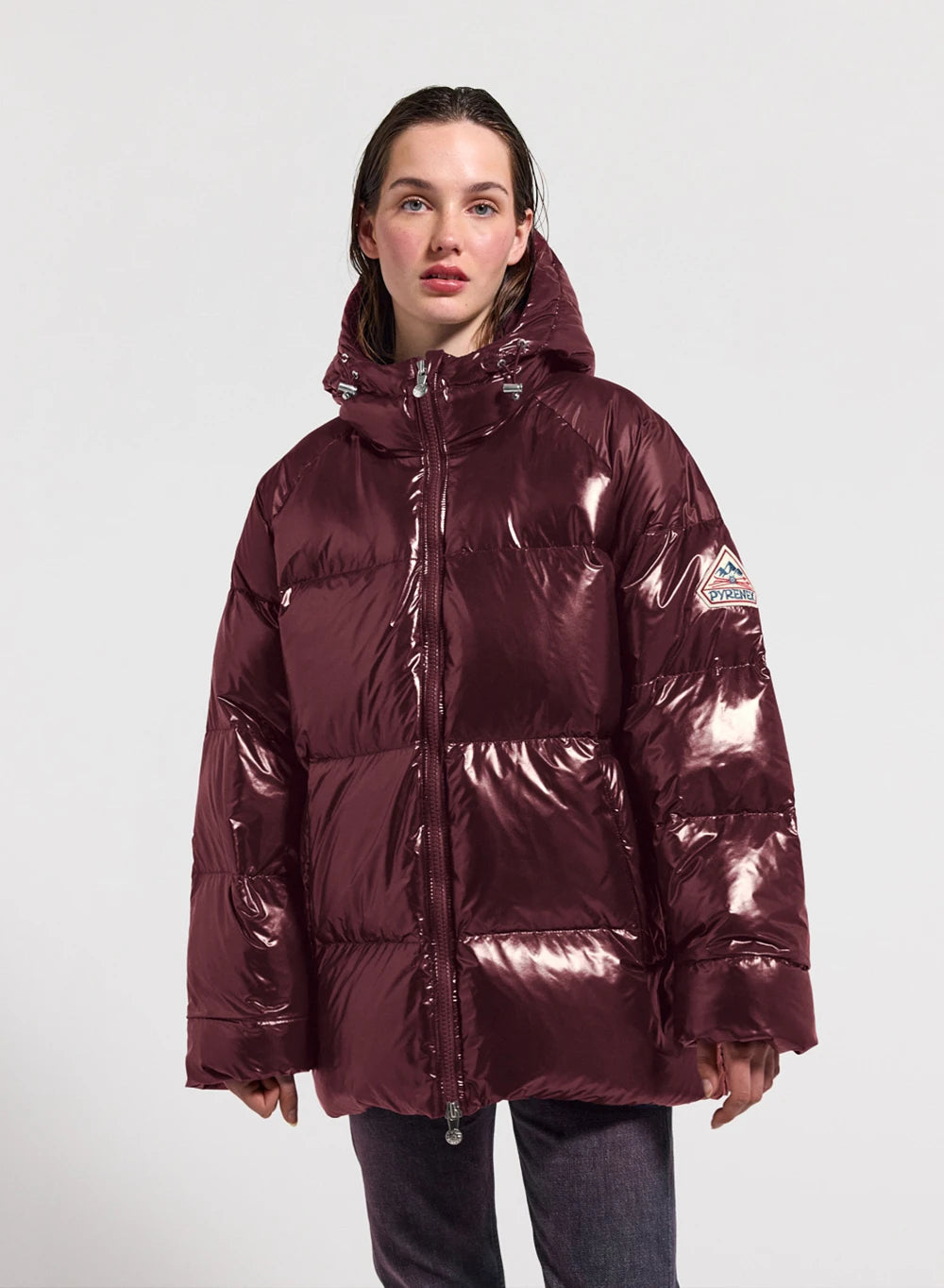 Pyrenex Sten bordeaux unisex hooded down jacket