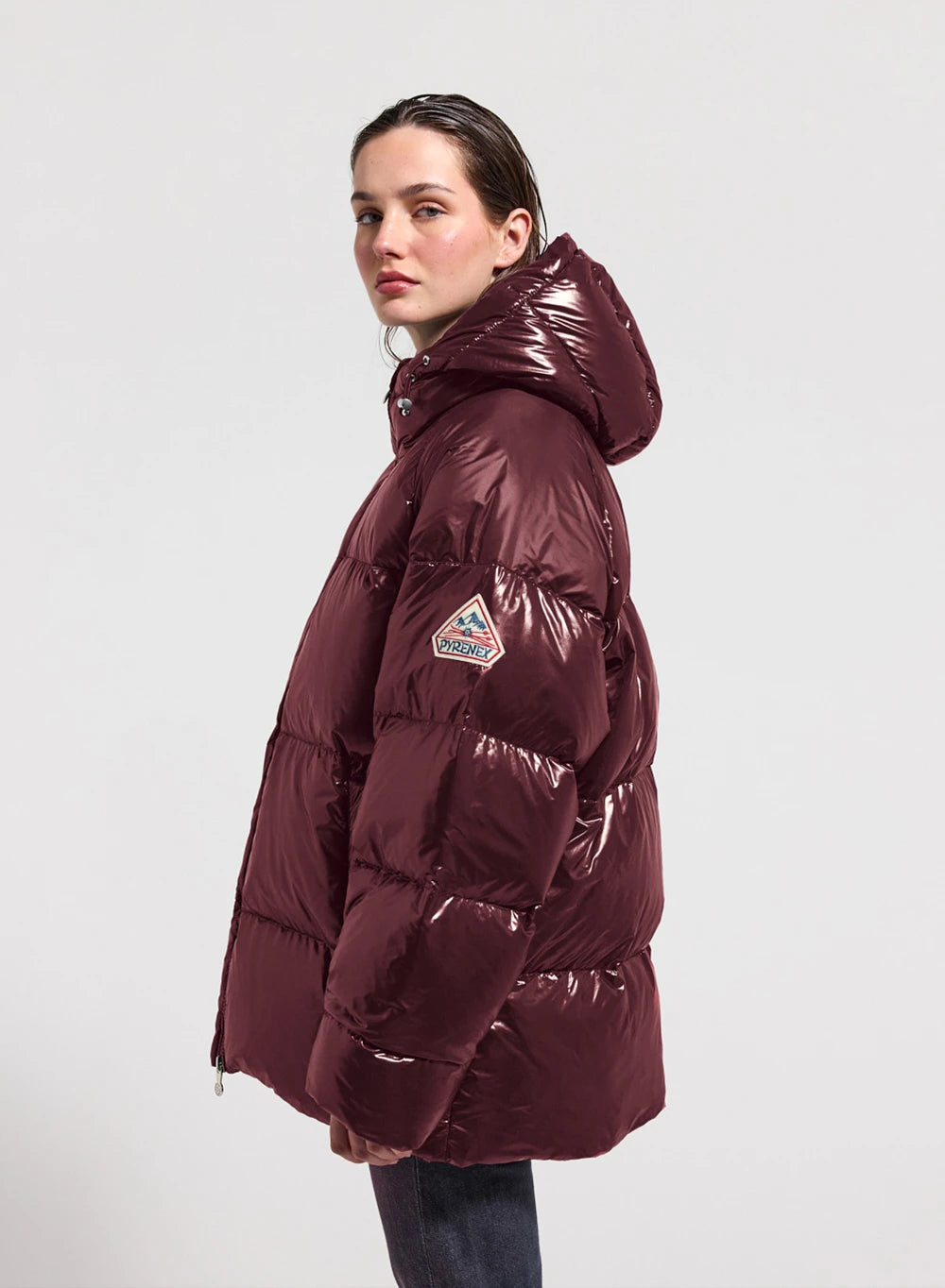 Pyrenex Sten bordeaux unisex hooded down jacket