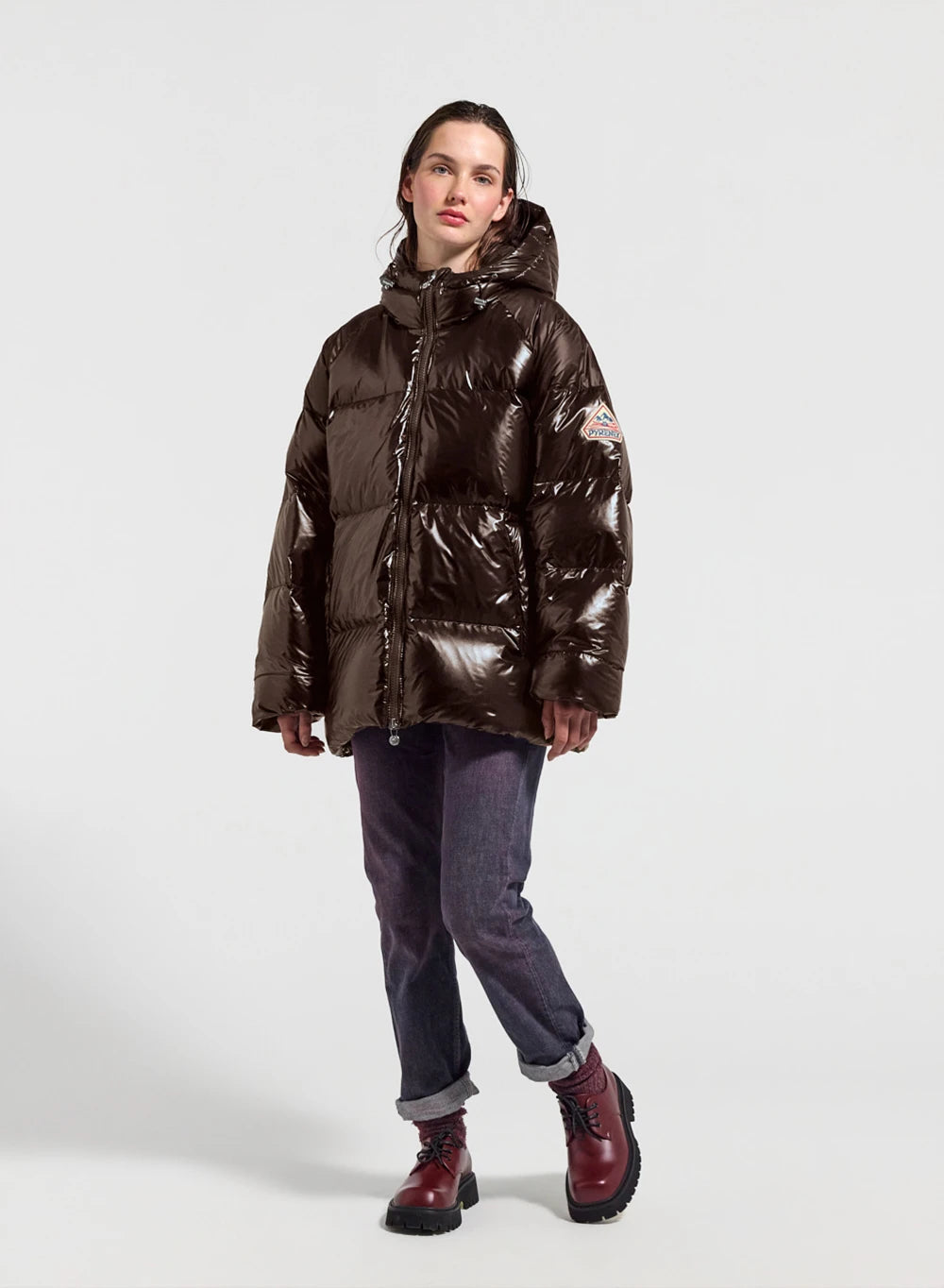 Pyrenex Sten unisex hooded jacket dark brown