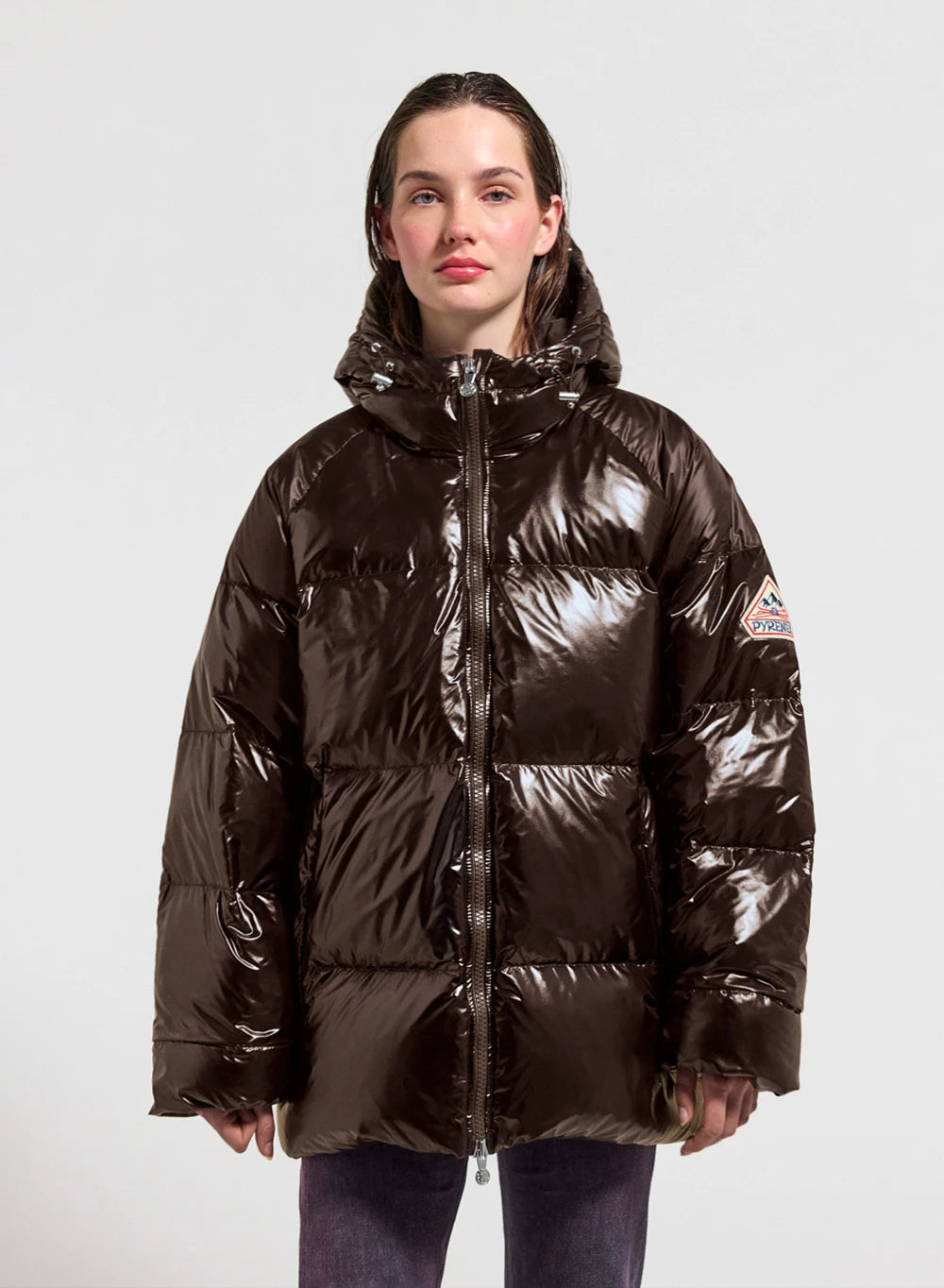 Pyrenex Sten unisex hooded jacket dark brown