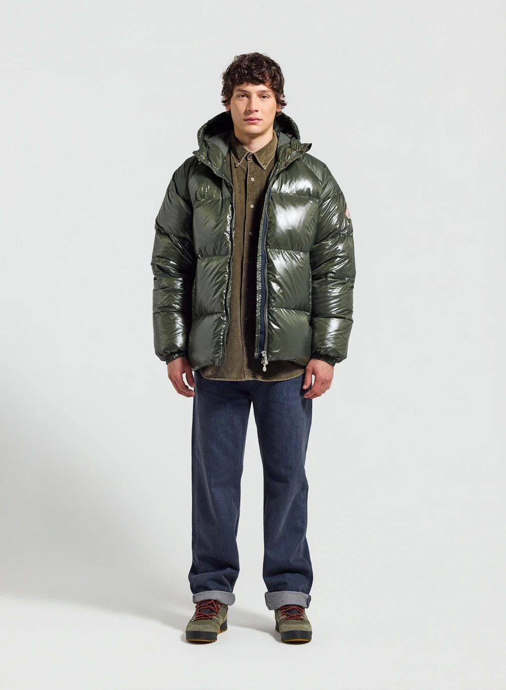 Unisex hooded down jacket Pyrenex Sten dark khaki