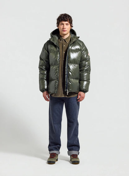 Unisex hooded down jacket Pyrenex Sten dark khaki