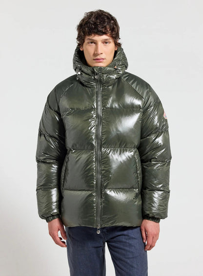 Unisex hooded down jacket Pyrenex Sten dark khaki