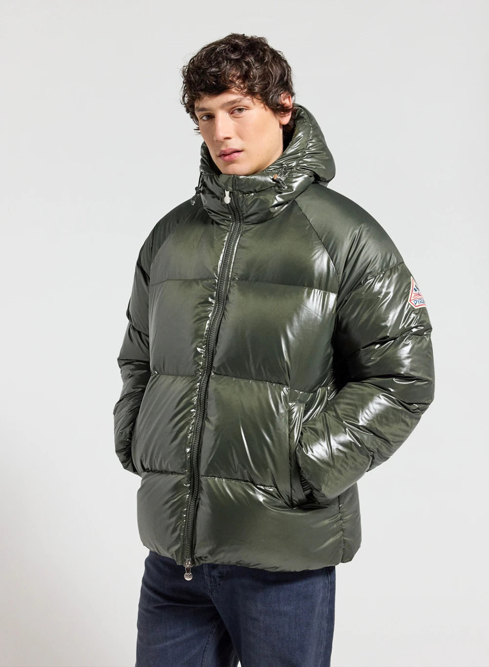 Unisex hooded down jacket Pyrenex Sten dark khaki