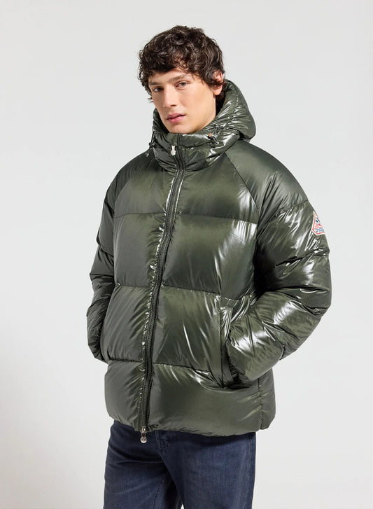 Unisex hooded down jacket Pyrenex Sten dark khaki