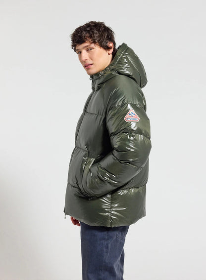Unisex hooded down jacket Pyrenex Sten dark khaki