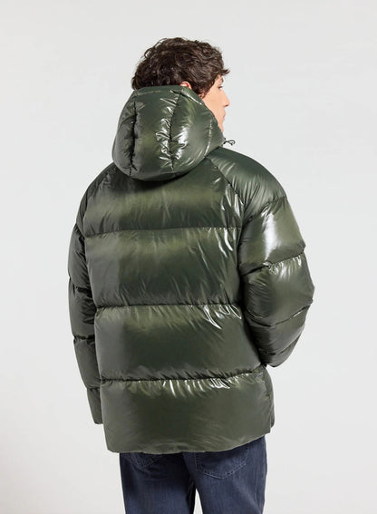 Unisex hooded down jacket Pyrenex Sten dark khaki