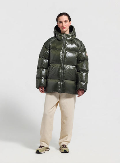 Unisex hooded down jacket Pyrenex Sten dark khaki