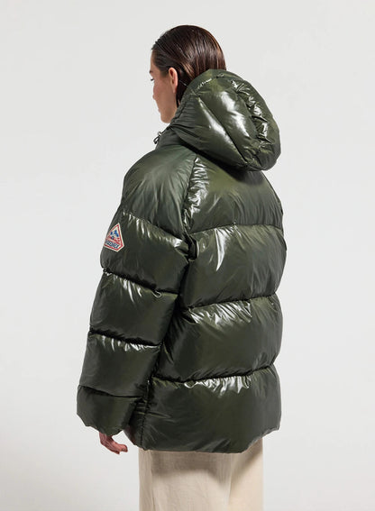 Unisex hooded down jacket Pyrenex Sten dark khaki