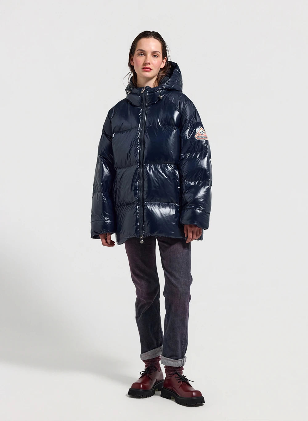 Pyrenex Sten unisex hooded down jacket navy blue